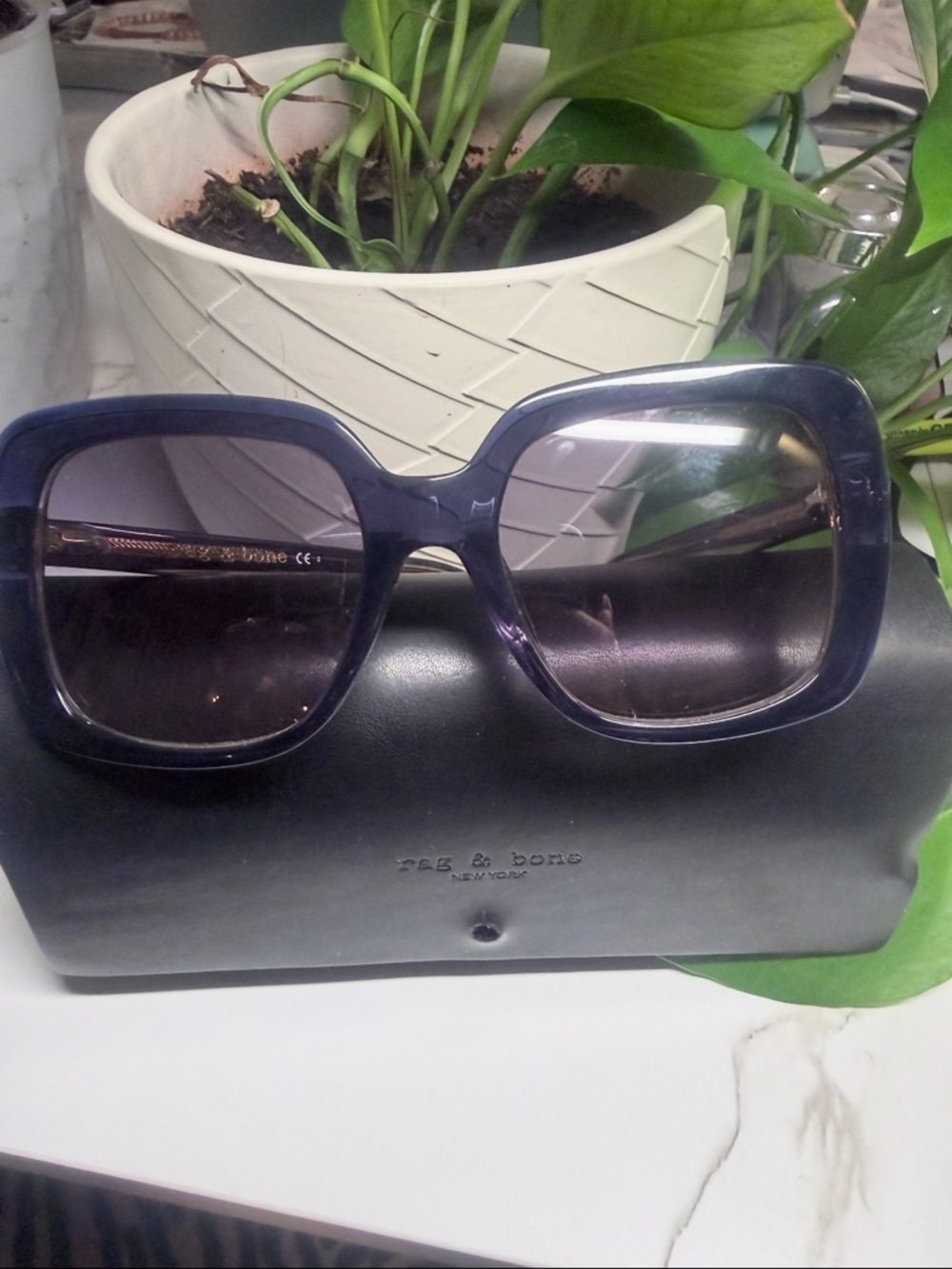 rag & bone Oversized Purple Square Sunglasses